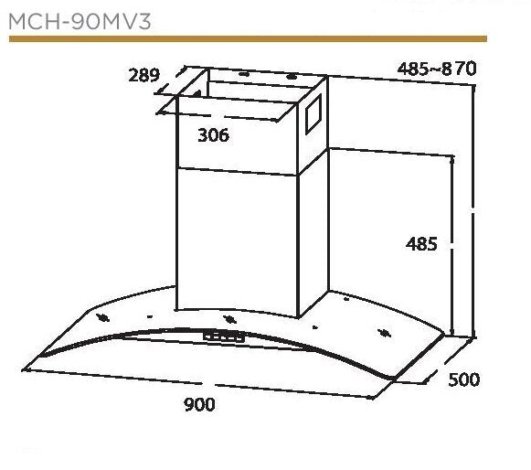Midea 90cm Cooker Hood Chimey Hood MCH-90MV3