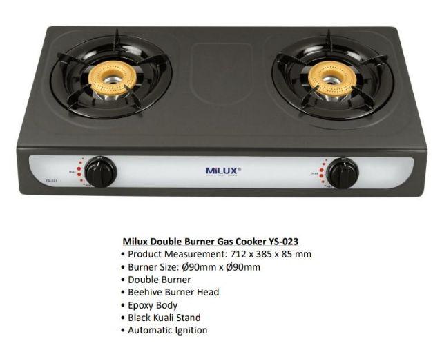 Milux Double Burner Gas Cooker Dapur Gas YS-023 YS023