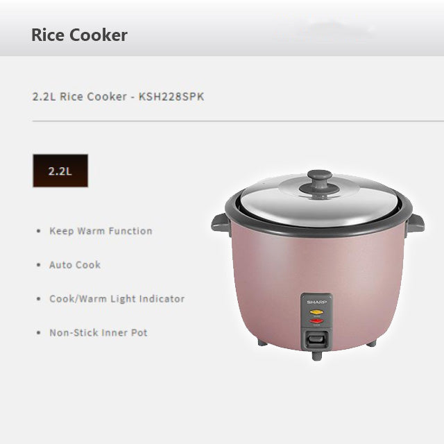 Sharp Rice Cooker Periuk Nasi 2.2L KSH228SPK KS-H228S-PK