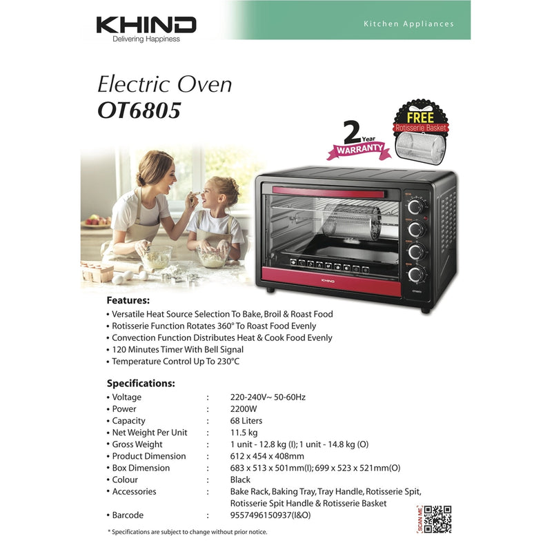 Khind Electric Oven 68L OT6805
