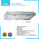 Midea Penyedut Asap Dapur -  Slim Cooker Hood 76cm MCH-76MSS MCH76MSS