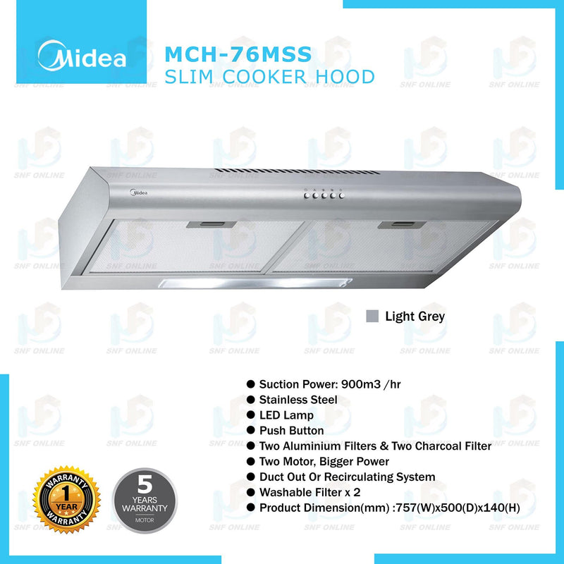 Midea Slim Cooker Hood 76cm MCH-76MSS MCH76MSS
