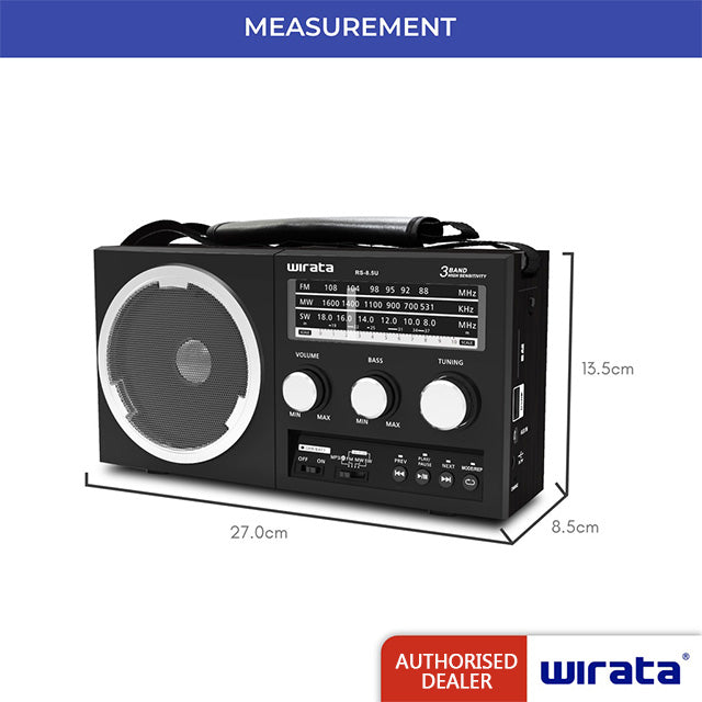 Wirata Portable Radio With USB/SD/AUX/REMOTE RS-8.5U