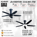 Khind Ceiling Fan (56’’) Matt Black CF5601R - 1unit/box