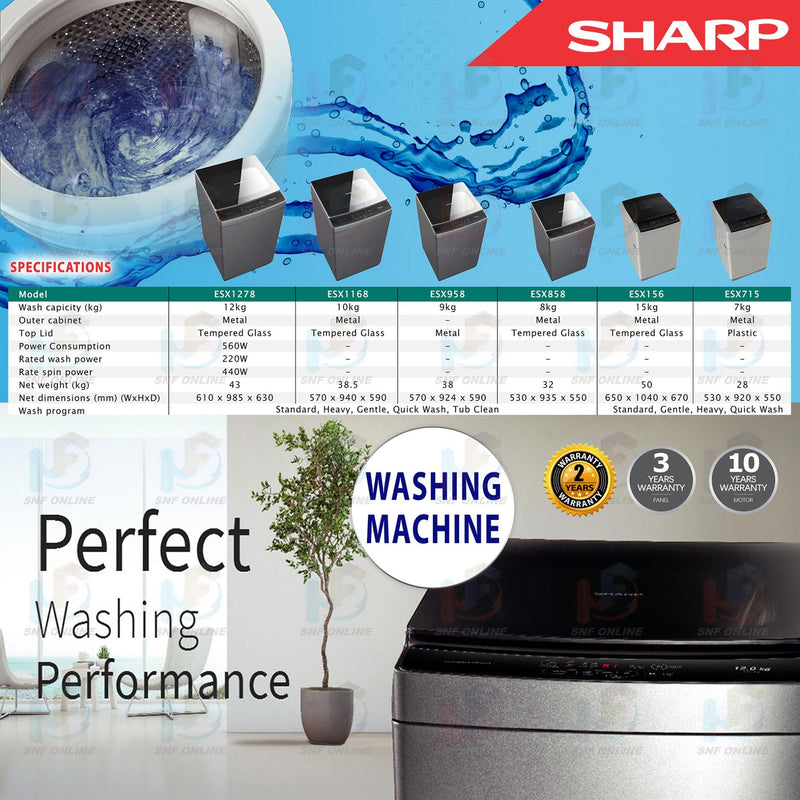 Sharp Fully Auto Washing Machine 15KG ESX156
