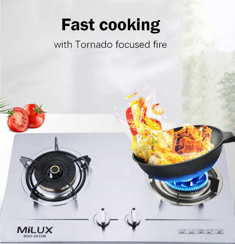 Milux 2 Burner Gas Cooker Hob Dapur Built-in MGHS633M MGH-S633M