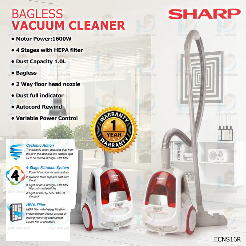 Sharp 1600W Vacuum Cleaner (Bagless) ECNS16R
