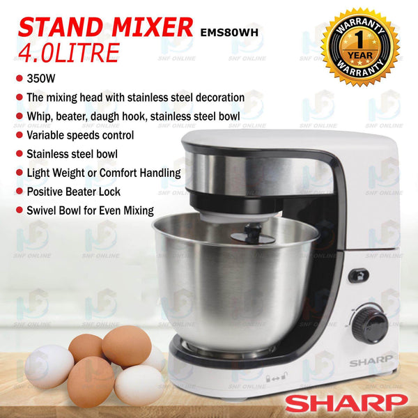 Sharp 4L Electric Stand Mixer EMS80WH