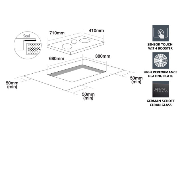 Elba Built-in Electric Ceramic Hob ECH-K7013ST(BK) ECH-K7013STBK
