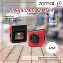 70Mai A400 Car Recorder Dash Cam QHD 1440P Rear Cam Night Vision 145 FOV WDR App Control Smart 70M-A400-RD + 32GB