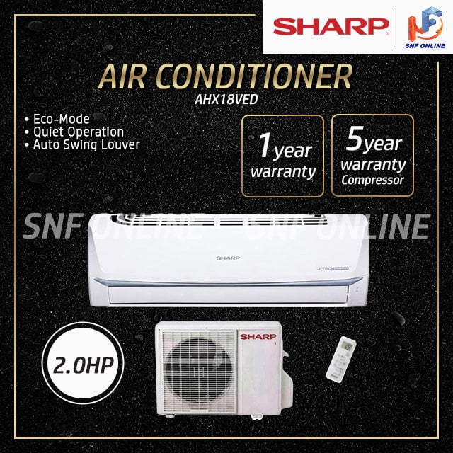 Sharp Inverter J-Tech Air conditioner 2.0HP AHX18VED R32 Aircond