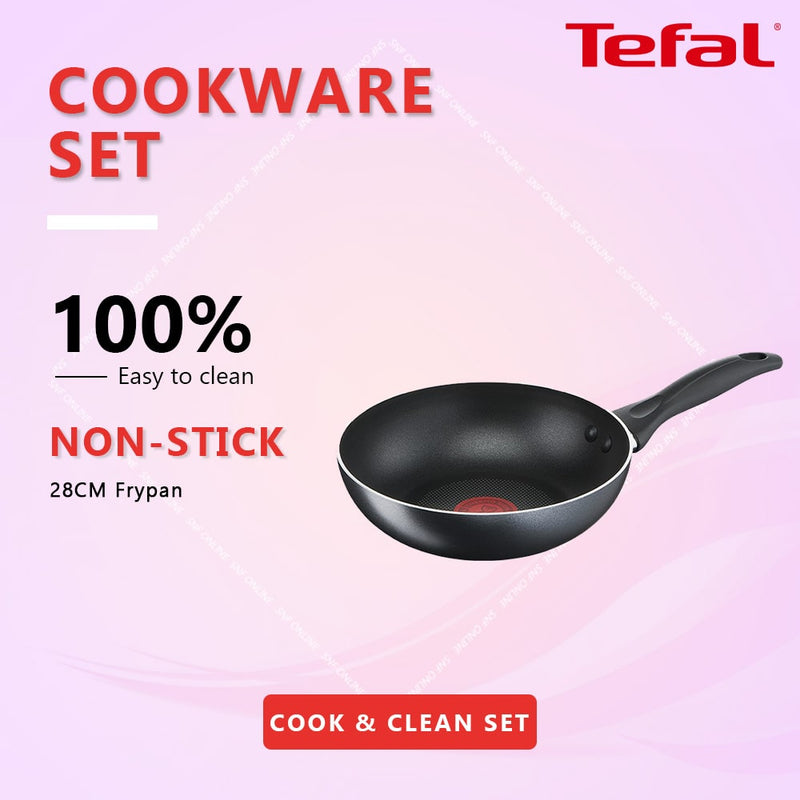 Tefal 28cm Cookware Cook & Clean Frypan Pan Non-Stick B22506 B2250695