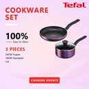 Tefal Set Kuali Cooking Source 3pcs Set Frypan 24cm + Saucepan 18cm Non-Stick B504S2 B504S295