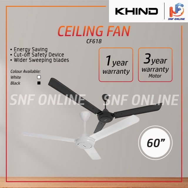 Khind Ceiling Fan 60’’ (2set/box) CF618B Black
