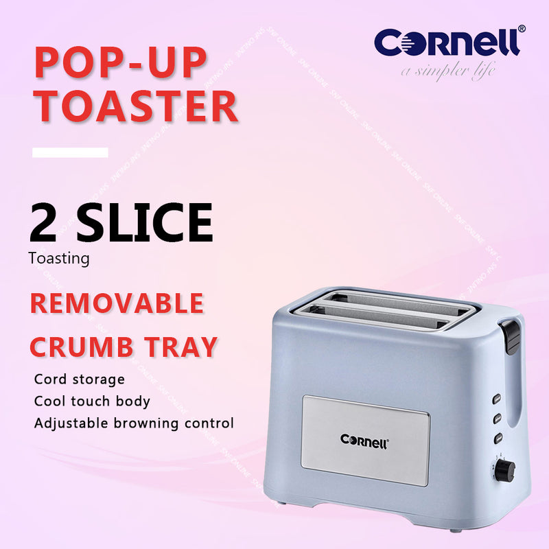 Cornell Toaster 2 Slices Pop Up Cool Touch Toaster Blue Bae Series CT-EDC2000X