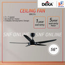 Deka 5 Blade Ceiling Fan Dc Inventer With Remote Control And LED Light ((56”)) DDC21L DDC-21L