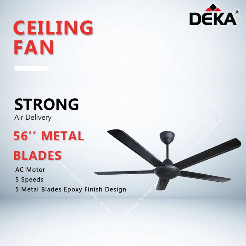 Deka 5 Blade Ceiling Fan With Regulator Control 56” Kipas ceiling DK10BK