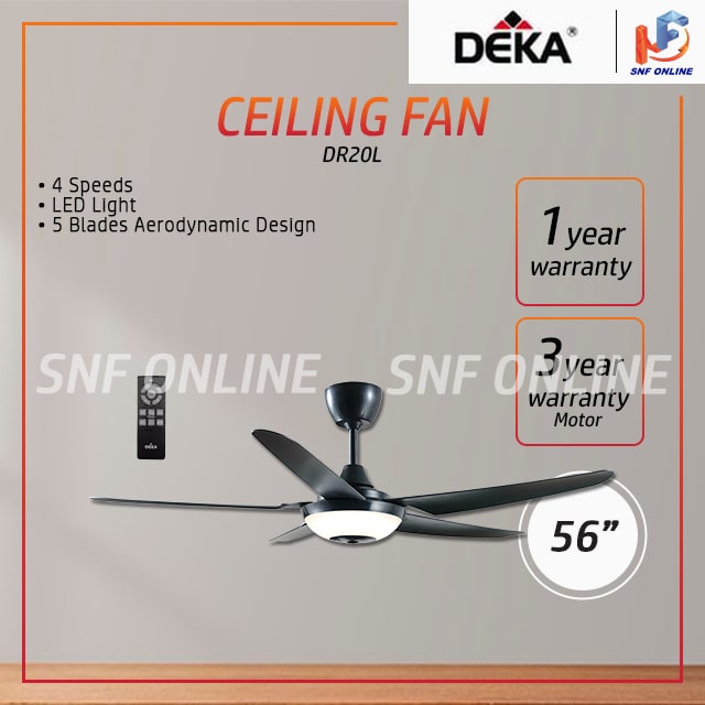 Kronos By Deka 5 Blade Ceiling Fan 56” with Remote Control And LED Light Kipas ceiling DR20L