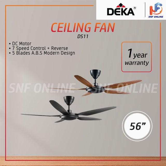 Deka 5 Blade Ceiling Fan DC Motor With Remote Control (56”) DS11-BLACK / DS11-WALNUT