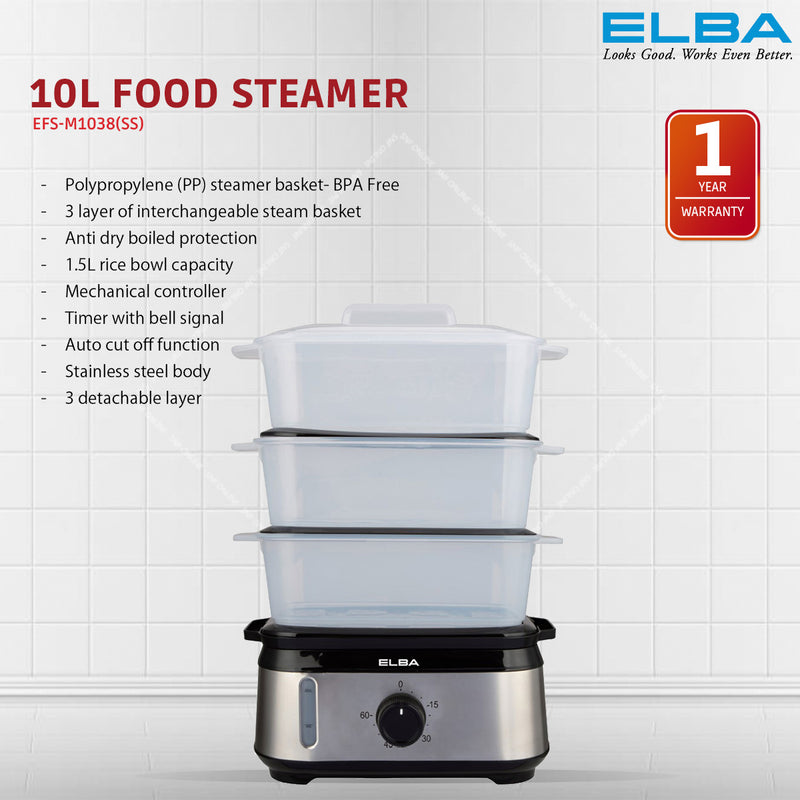 Elba Food Steamer (10 L) EFS-M1038(SS)