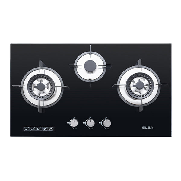 Elba Triple Burner Tempered Glass Hob EGH-K8843G(BK)
