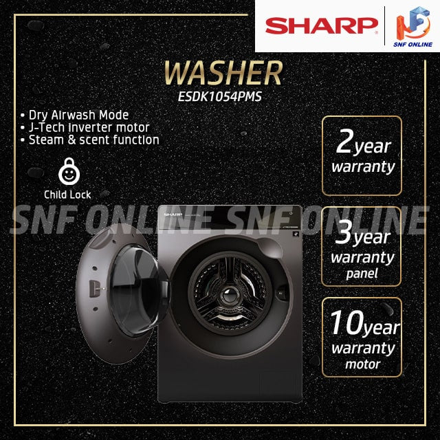 Sharp 2 in 1 Front Load Washer 10.5kg Dryer 7kg ESDK1054PMS