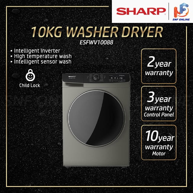Sharp 2 in 1 Front Load Washer Dryer 10kg ESFWV10088