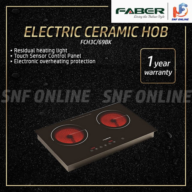 Faber Built-in Double Electric Ceramic Cooker Hob FCH3C/69BK
