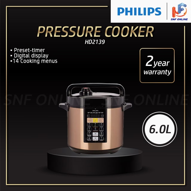 Philips Pressure Cooker 6.0L HD2139 Auto Pressure Release (Free Recipe Book)