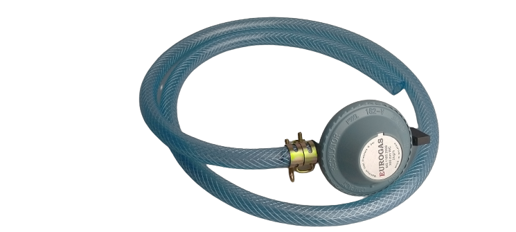Eurogas SIRIM Safety (SET) Low Pressure Gas Regulator Complete Double Safety Rubber Hose WHITE-HOSE