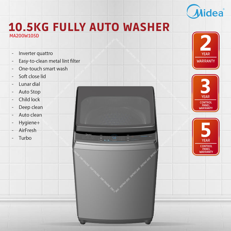 Midea 10.5KG Inverter Washing Machine MA200W105D