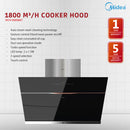 Midea Cooker Hood 1800 M³/H Touch Or Gesture Control MCH-90B68AT
