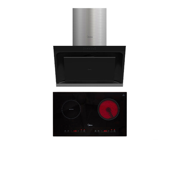 Midea Cooker Hood 1500m³/hr MCH-90J52 + Midea Built In Glass Hob (76 cm) MC-IHD361