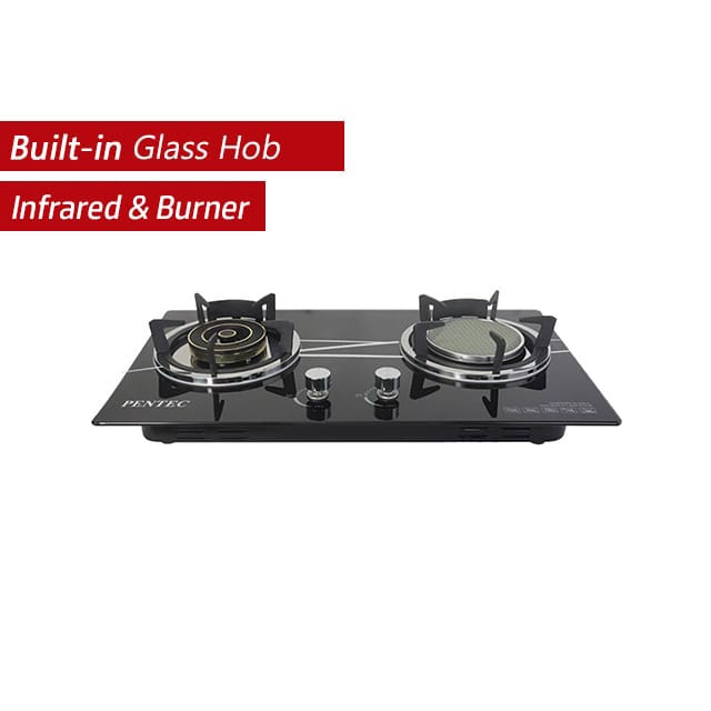 Pentec Hybrid Infared Burner Stove Tempered Glass Built-In Gas Cooker MD-035