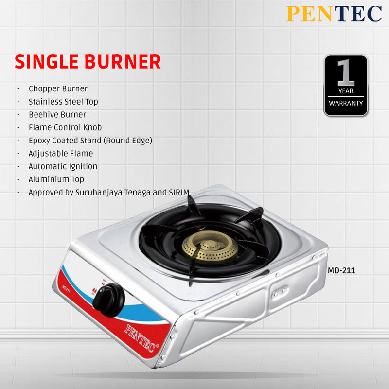 Pentec Gas Stove Single Burner Dapur Gas MD-211