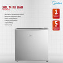 Midea Peti Sejuk Kecil 50L Mini Bar Refridgerator MDRD86FGG
