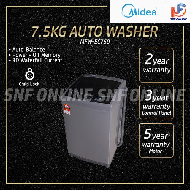 MIDEA 7.5kg Fully Auto Washing Machine Mesin Basuh MFW-EC750