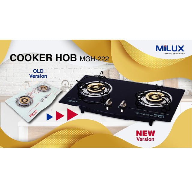 Milux Built-in Two Burners Gas Cooker Glass Hob MGH-222(BK)