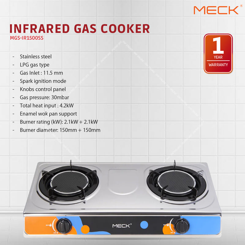 Meck Gas Stove Double Infrared Burner MGS-IR1500SS
