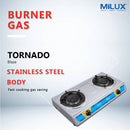 Milux Dapur Gas 2 Pembakar Stainless Steel Double Burner Gas Stove MSS-1222 MSS1222