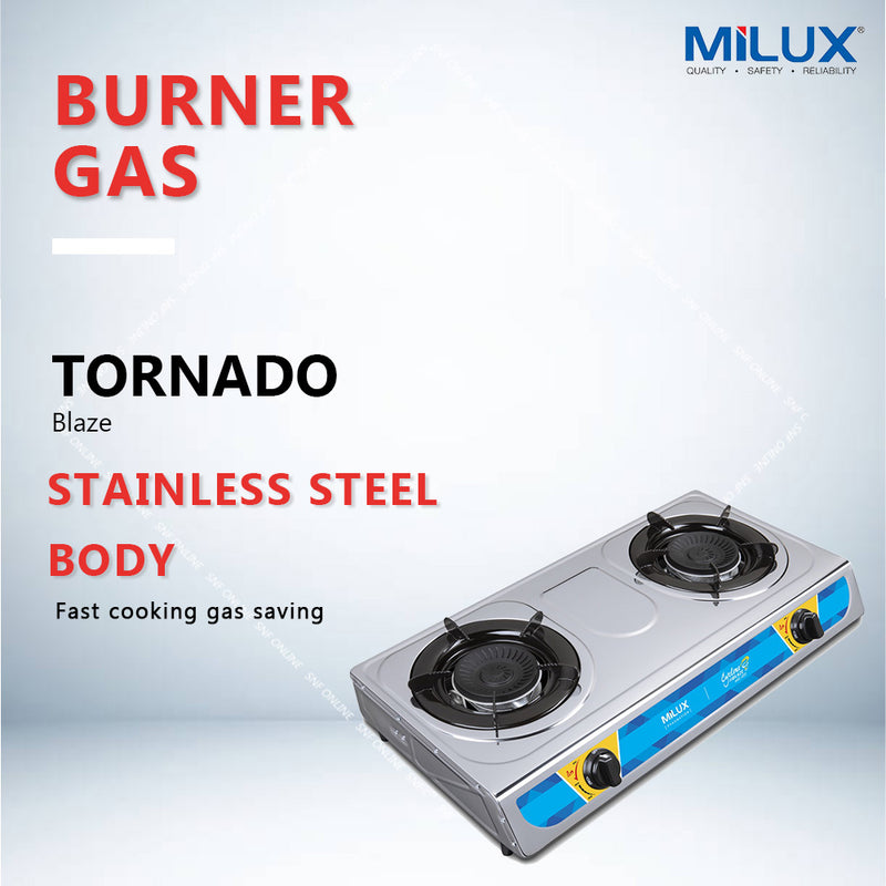 Milux Stainless Steel Double Burner Gas Stove MSS-1222 MSS1222