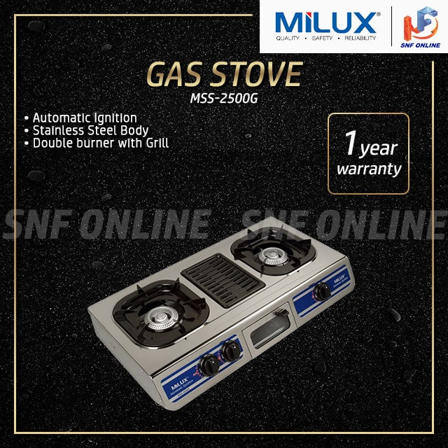 Milux Gas Cooker with Grill Plate Dapur Gas MSS-2500G MSS2500G