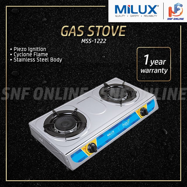 Milux Stainless Steel Double Burner Gas Stove MSS-1222 MSS1222