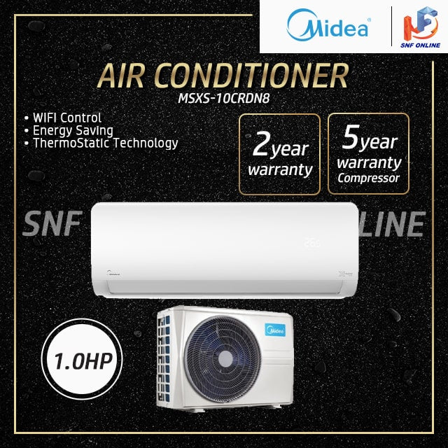 Midea 1.0HP Split Wall Mounted Type ( FULL SET) Air-Cond INVERTER IV Xtreme MSXS-10CRDN8