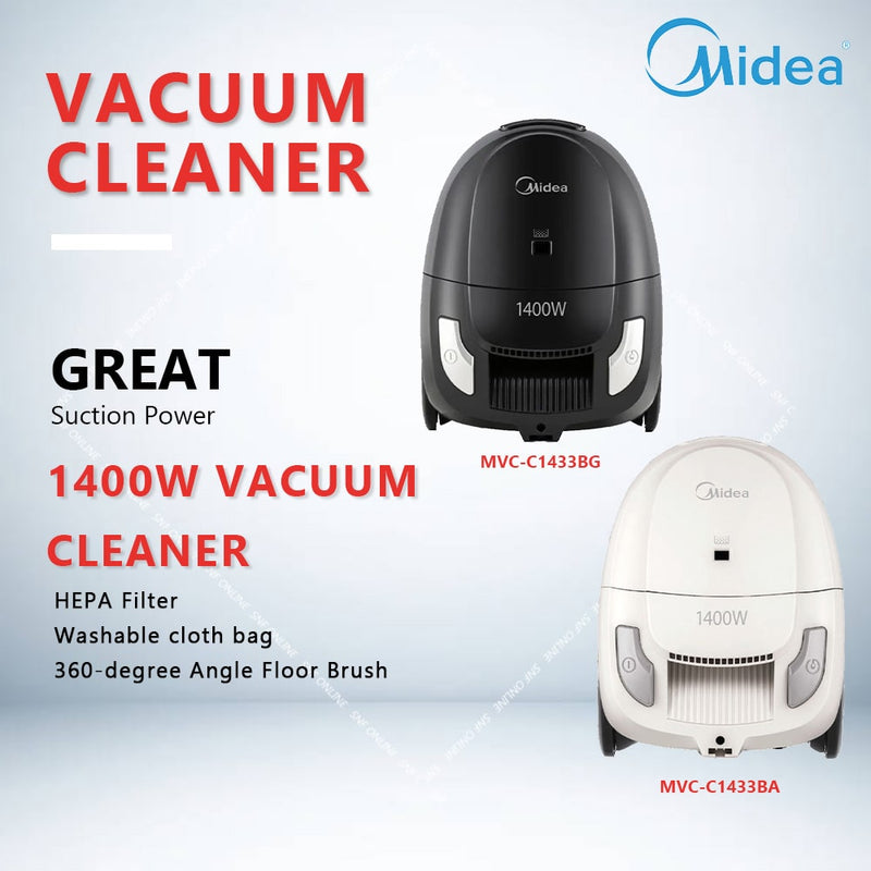 Midea Bagged Canister Vacuum Cleaner 1400W MVC-C1433BA  MVC-C1433BG