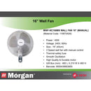 Morgan Kipas Dinding Wall Fan (16 “) MWF-NC168MS MWF-NC169RC