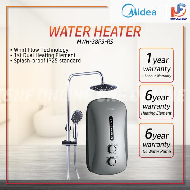 Midea Rain Shower Water Heater with DC Silent Pump MWH-38P3-RS