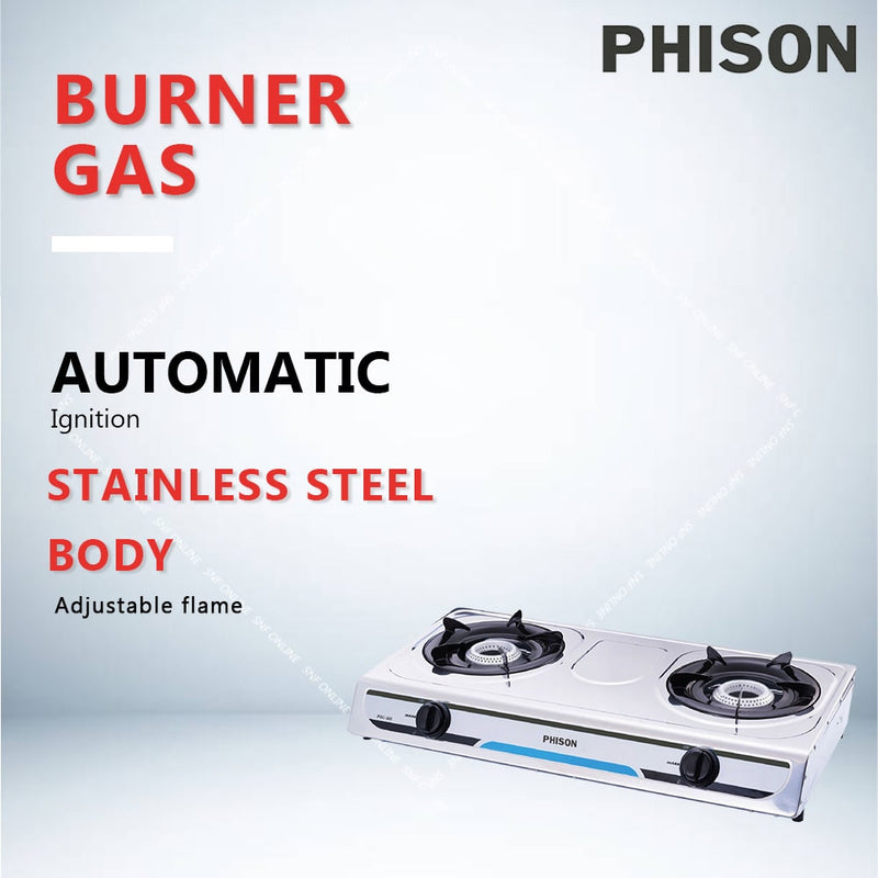 Phison Double Burner Stainless Steel Gas Stove PGC-310