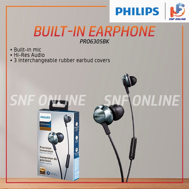 Philips Slim In-Ear Heaphones with Mic PRO6305BK/00