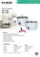 Khind 3.6L Rice Cooker RC360
